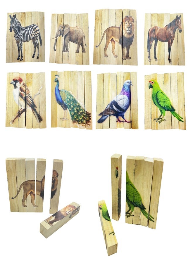Firstblow Wooden Puzzles for Toddlers 1-3: Animal Toddler Puzzles for 2-4 Years Old, Montessori Toys Learning Educational (Animal + Bird Combo) - Image 1