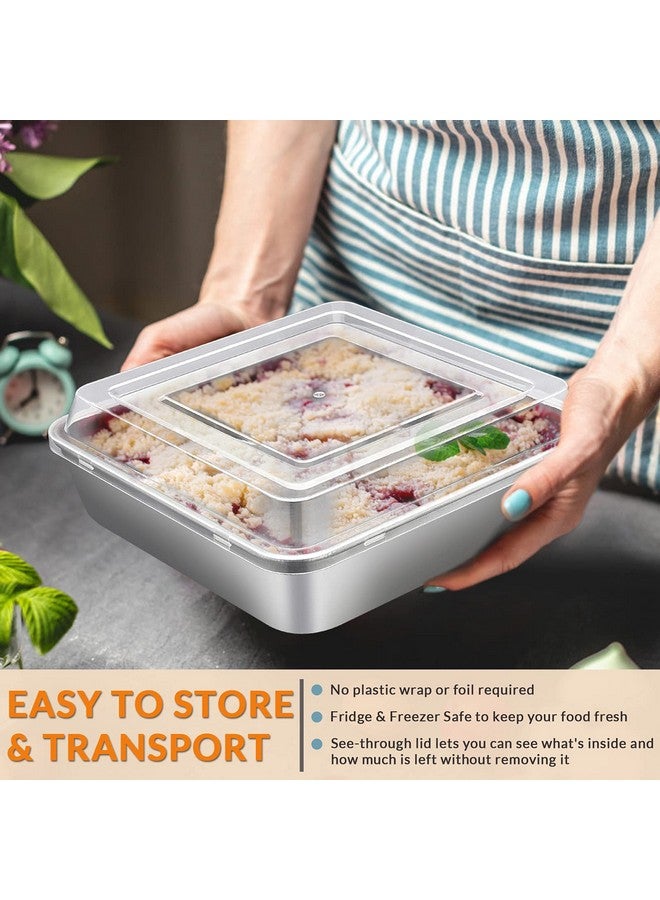 E-far 8 x 8-Inch Baking Pan with lid, Square Cake Brownie Baking Pans Stainless Steel Bakeware Set of 2, Non-toxic & Healthy, Easy Clean & Dishwasher Safe - 4 Pieces(2 Pans + 2 Lids) - Image 5