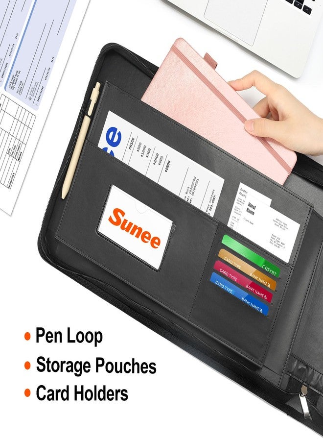 SUNEE Zippered Business Checkbook Binder 7 Ring 1 Inch with Zipper for Business Checks (9" x 13"), PU Leather Check Binder Holds 600 Checks Capacity for Executive Supplies, Black - Image 3