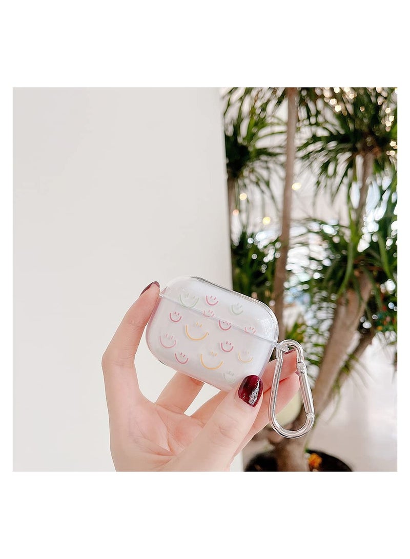 Cute Case with Keychain for Clear Airpod Pro, Cartoon Doodle Smiley Face Airpod Pro Case Smooth Shockproof Cover Cute Clear Cover Compatible with Airpod Pro Charging Case for Girls Kids Women Men - Image 5