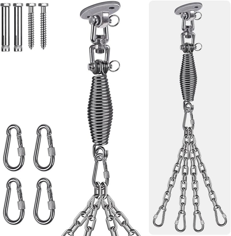 BeneLabel Stainless Steel Heavy Duty Punching Bag Hanger with Chains, Removable Adjustment Chain Size, 360° Rotation Swing Hook, 4 Carabiners, 2 Screws, 800 LB Capacity - Image 1