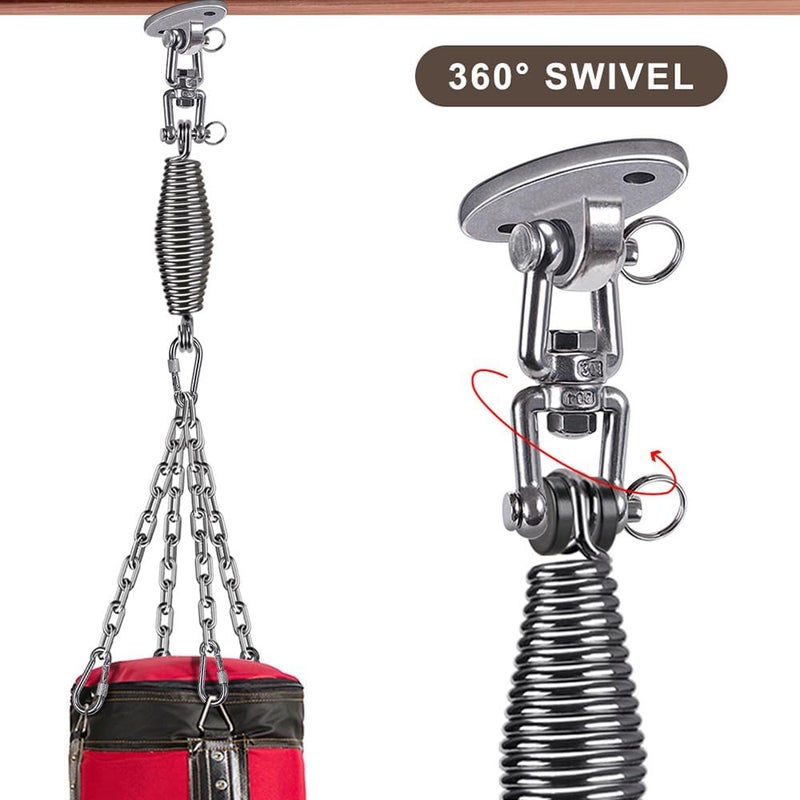 BeneLabel Stainless Steel Heavy Duty Punching Bag Hanger with Chains, Removable Adjustment Chain Size, 360° Rotation Swing Hook, 4 Carabiners, 2 Screws, 800 LB Capacity - Image 3