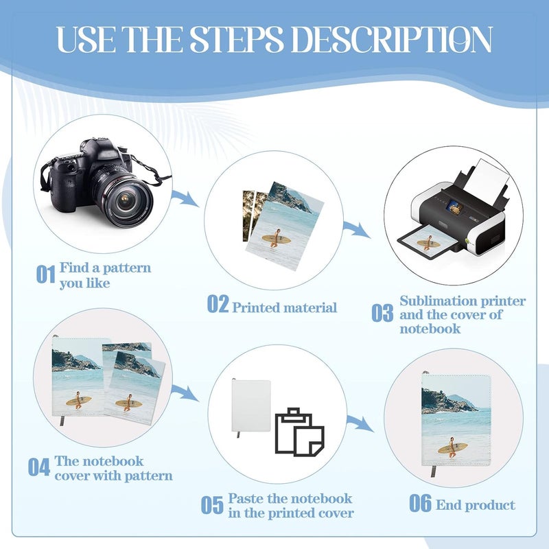 كلاراكو دفاتر ملاحظات فارغة من كلاركو، مقاس A6، 190 صفحة، مصنوعة من الجلد الصناعي السميك، دفاتر ملاحظات جلدية للتسامي، دفاتر ملاحظات للتسامي للمدرسة والمكتب، لون أبيض (6 قطع) - Image 4