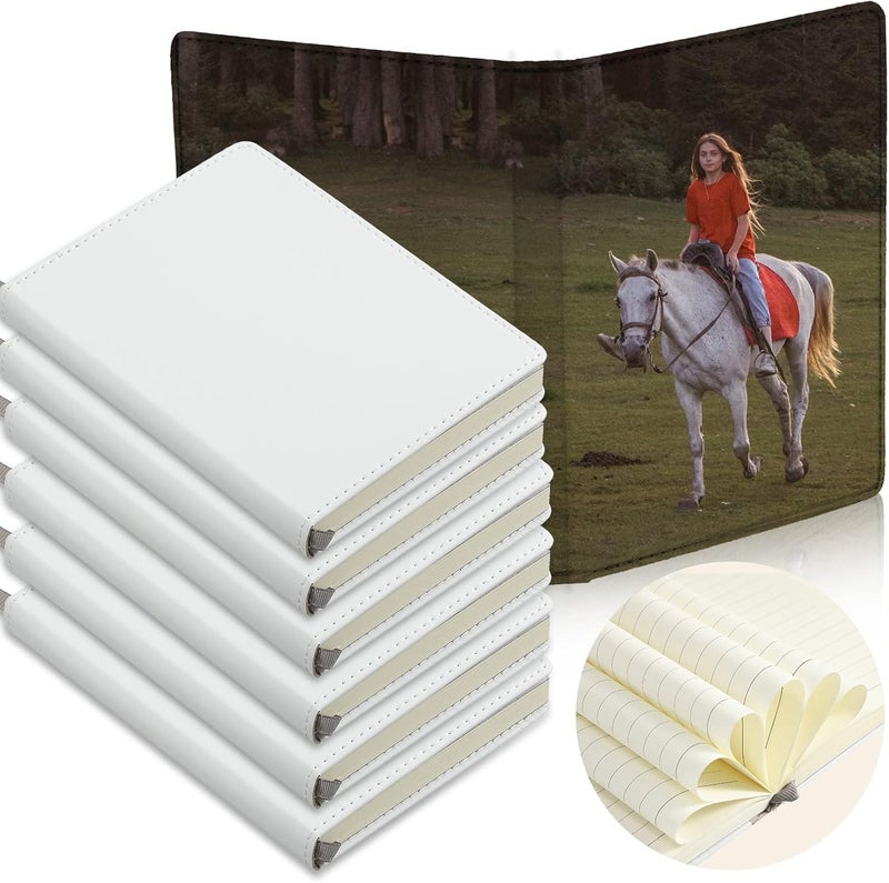 كلاراكو دفاتر ملاحظات فارغة من كلاركو، مقاس A6، 190 صفحة، مصنوعة من الجلد الصناعي السميك، دفاتر ملاحظات جلدية للتسامي، دفاتر ملاحظات للتسامي للمدرسة والمكتب، لون أبيض (6 قطع) - Image 1