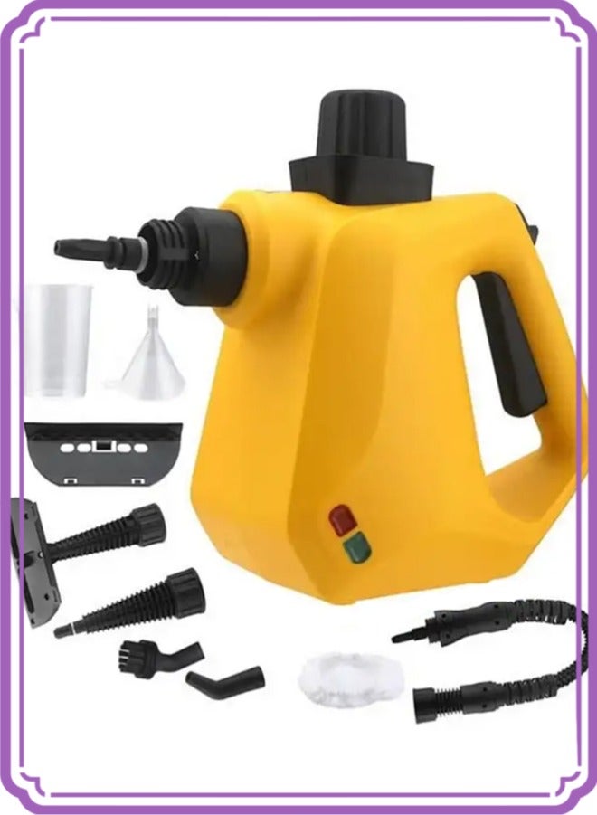 APEX Handheld Steam Cleaner for home, Steamer for Cleaning, Multipurpose Portable Steam Cleaners Use with Safety Lock and 6 Accessory Kit to Remove Grime, Grease, More, Save Time and Effort Yellow  - Image 1