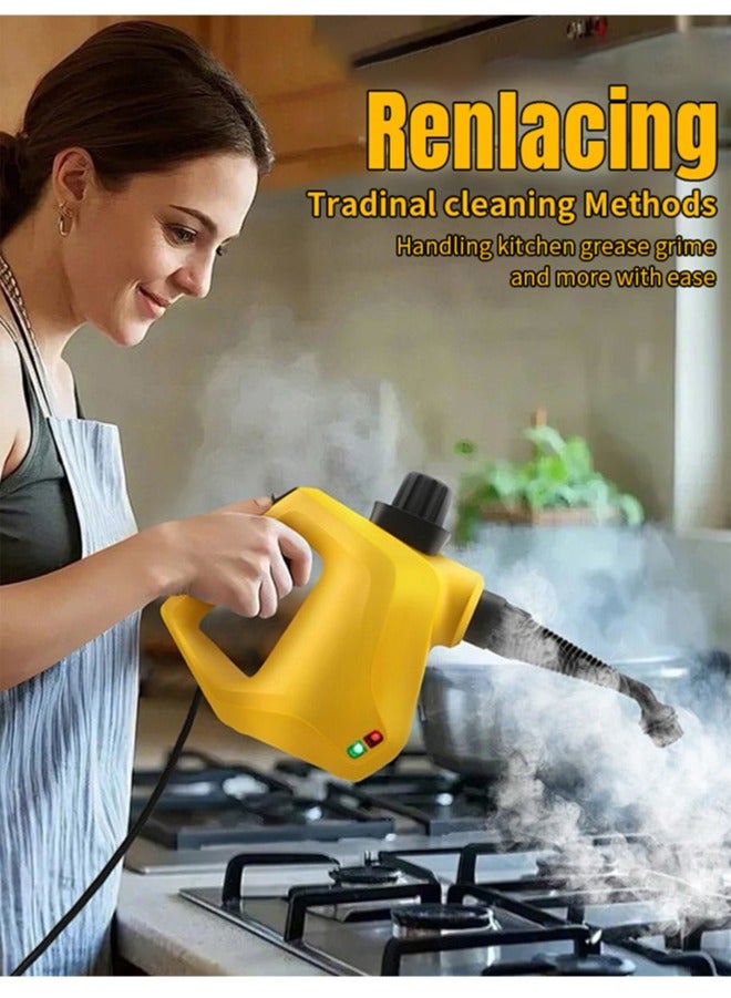 APEX Handheld Steam Cleaner for home, Steamer for Cleaning, Multipurpose Portable Steam Cleaners Use with Safety Lock and 6 Accessory Kit to Remove Grime, Grease, More, Save Time and Effort Yellow  - Image 5