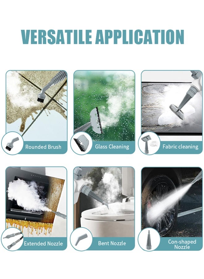أبيكس منظف بخار محمول بالضغط مع 6 قطع من الملحقات وقفل امان، جهاز بخار متعدد الاغراض وقوي للاستخدام المنزلي للتنظيف والسيارة والحمام والدش والمفروشات والجص والنوافذ والشحوم - Image 2