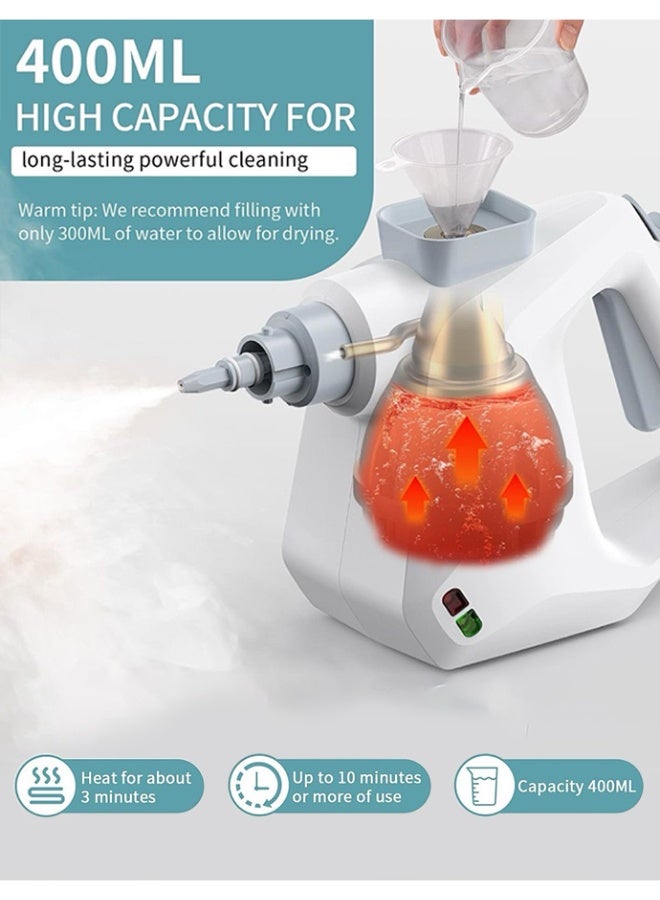 أبيكس منظف بخار محمول بالضغط مع 6 قطع من الملحقات وقفل امان، جهاز بخار متعدد الاغراض وقوي للاستخدام المنزلي للتنظيف والسيارة والحمام والدش والمفروشات والجص والنوافذ والشحوم - Image 3