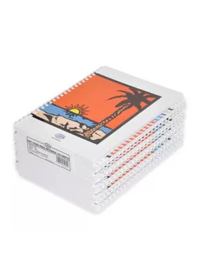 FIS 10-Piece FIS Spiral Soft Cover Notebook Single Line A5, 100-Sheets -