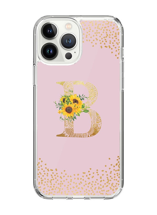 Stylizedd Classic Clear Case For iPhone 15 Pro Max, Hybrid Soft Case Thin Cover- Custom Monogram Initial Letter Mandala Floral Pattern Alphabet - B ( Pink) - Image 1