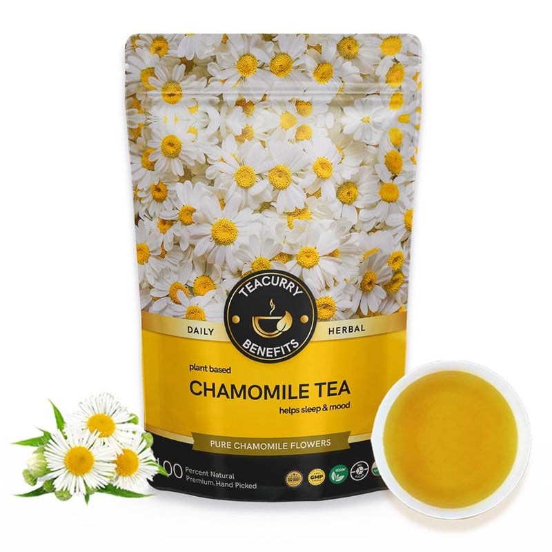 TEACURRY Egyptian Chamomile Flower Tea - (10 Grams) Imported from Egypt - Raw Pure Chamomile Tea for Sleep, Mood and Relaxation - Image 1