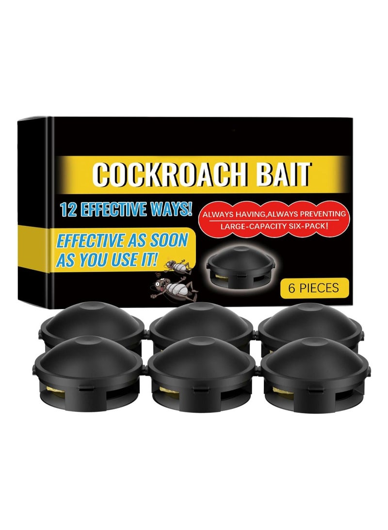 6 Count Large Roach Bait Stations, Natural Cockroach Repellent/Roach Traps Indoor Outdoor for Small&Large Roaches and Effectively Roach Control, Long-Lasting Protection, Child-Resistant