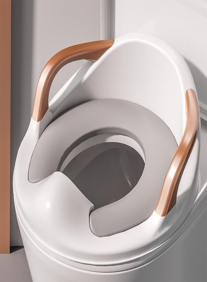 GUCHIGU Baby Toilet Training Seat with Soft Cushion | Anti-Slip Kids Potty Seat with Splash Guard | Comfortable & Safe Toddler Toilet Seat Trainer for Boys & Girls (1–8 Years, White-Gold) - Image 1
