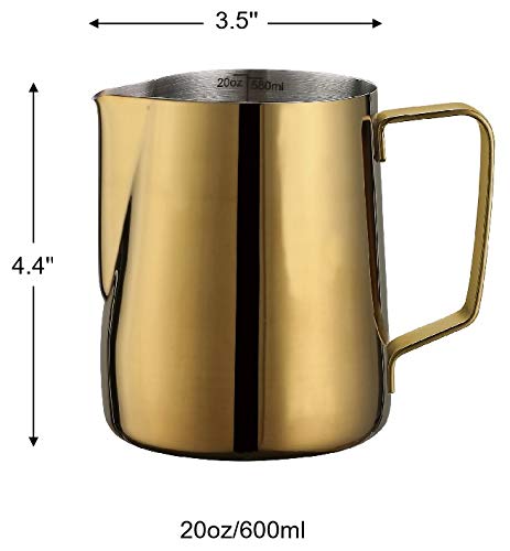 Joytata Milk Frothing Pitcher 20oz Stainless Steel Cup Perfect for Latte Cappuccino Stainless Steel Milk Frother Steaming Pitcher Rose Golden Color 600ml - Image 2