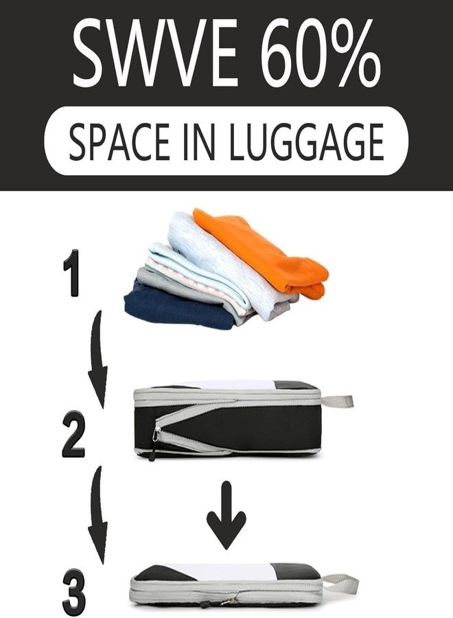 STORE 2508 Store2508 Pack of 4 Compression Packing Cubes, Expandable Luggage Packing Organizers with Space Saving Double Zipper, Breathable Top Mesh Organize and Compress Travel Storage Bags Grey - Image 3