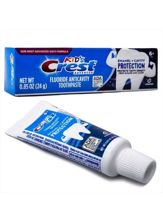Crest Kids Advanced Toothpaste, Junior Toothpaste 6+ Years Old Enamel + Cavity Protection with Strawberry Flavor, Travel Size 0.85oz (24g) - Pack of 4 - Image 3