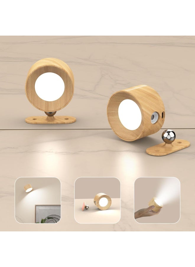 NANAO LED Battery Operated Wall Lights, 2Pack Wall Lamp with 3 Color Modes 3 Brightness Levels 360°Rotate Magnetic Touch Control, Reading Lights for Living Room Bedroom - Image 1