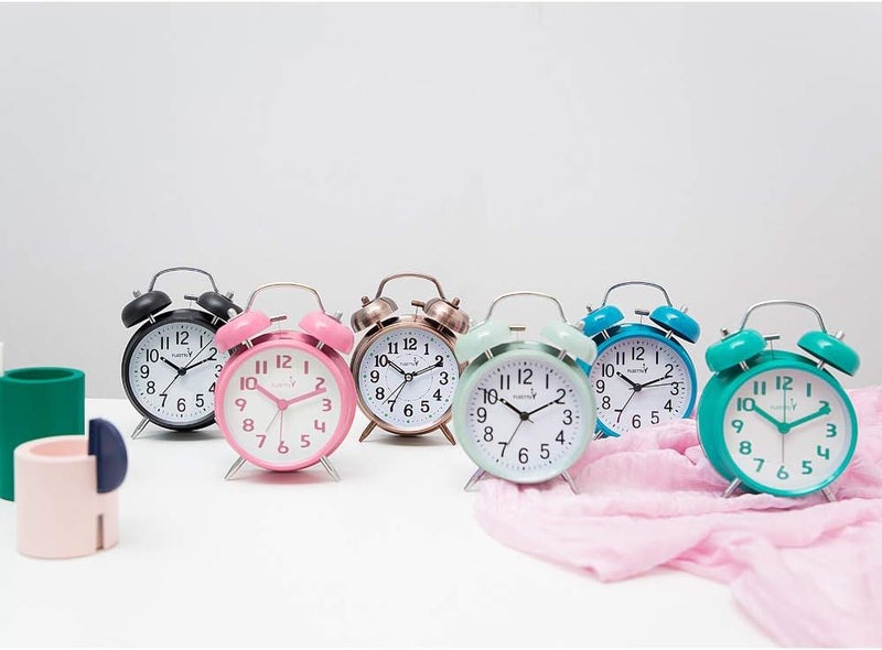FLOITTUY [Loud Alarm for Deep Sleepers) 4'' Twin Bell Alarm Clock with Backlight for Bedroom and Home Decoration(Blue) - Image 5