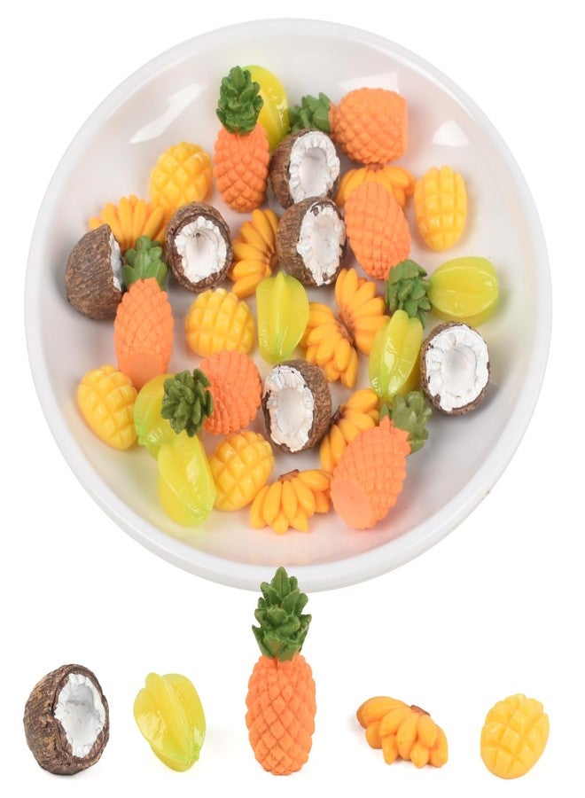 VIOCIWUO Mini Fake Fruit 30PCS, Artificial Tropical Fruit Resin Fruit Models Miniature Banana Mango Pineapple Starfruit Coconut for Mini Kitchen Scene House Store Display Decoration - Image 1
