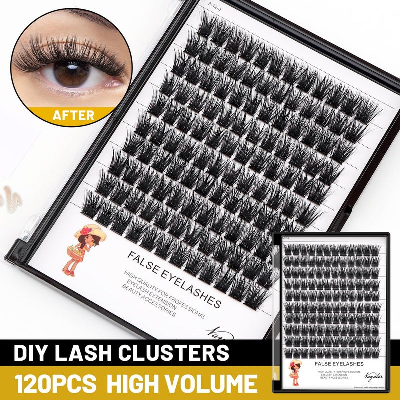 Vayator False Eyelash, Wide Cluster D Curl Individual Eyelashes Extension, 120pcs Per Pack, Various Lengths, Soft, Comfortable, Cruelty Free, Synthetic - Image 2