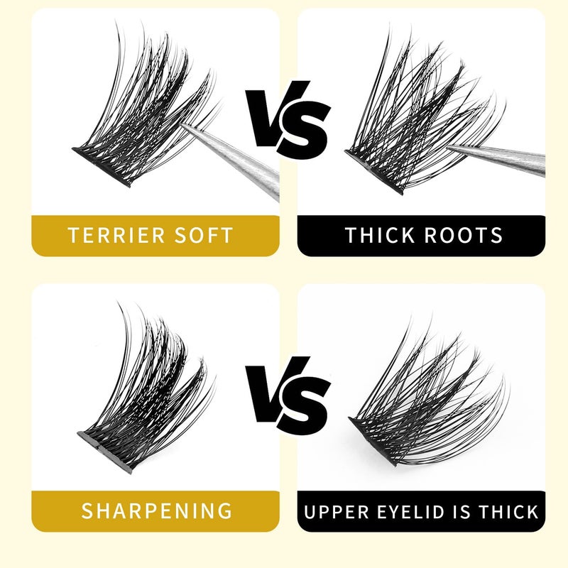 Vayator False Eyelash, Wide Cluster D Curl Individual Eyelashes Extension, 120pcs Per Pack, Various Lengths, Soft, Comfortable, Cruelty Free, Synthetic - Image 5
