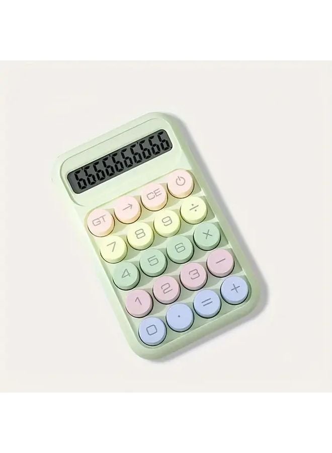 Green Mini Desktop Calculator With Mechanical Keyboard Clear Keys Battery Free - Image 1