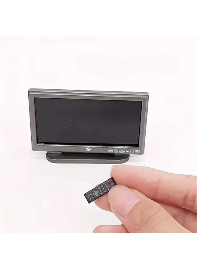 DIY Miniature Dollhouse Model Toy Set Of 2pcs With Micro Scene And Gray Television Remote Control - Image 4