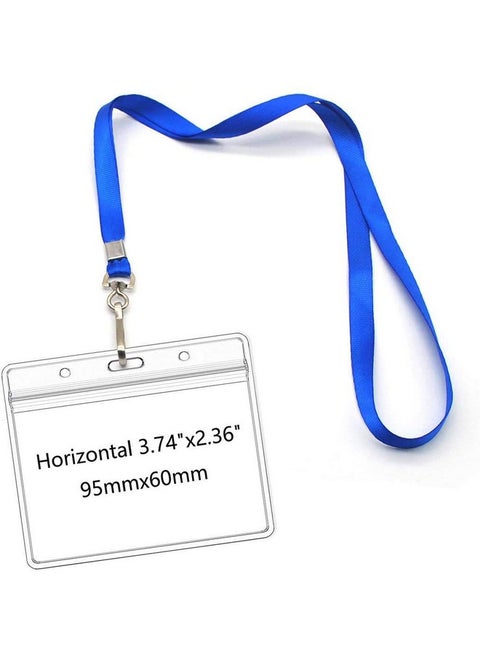 Lanyards With Id Holder Name Badges Waterproof Name Tag Badge Holders With Neck Blue Lanyard Swivel Jhook Clip 50 Pack