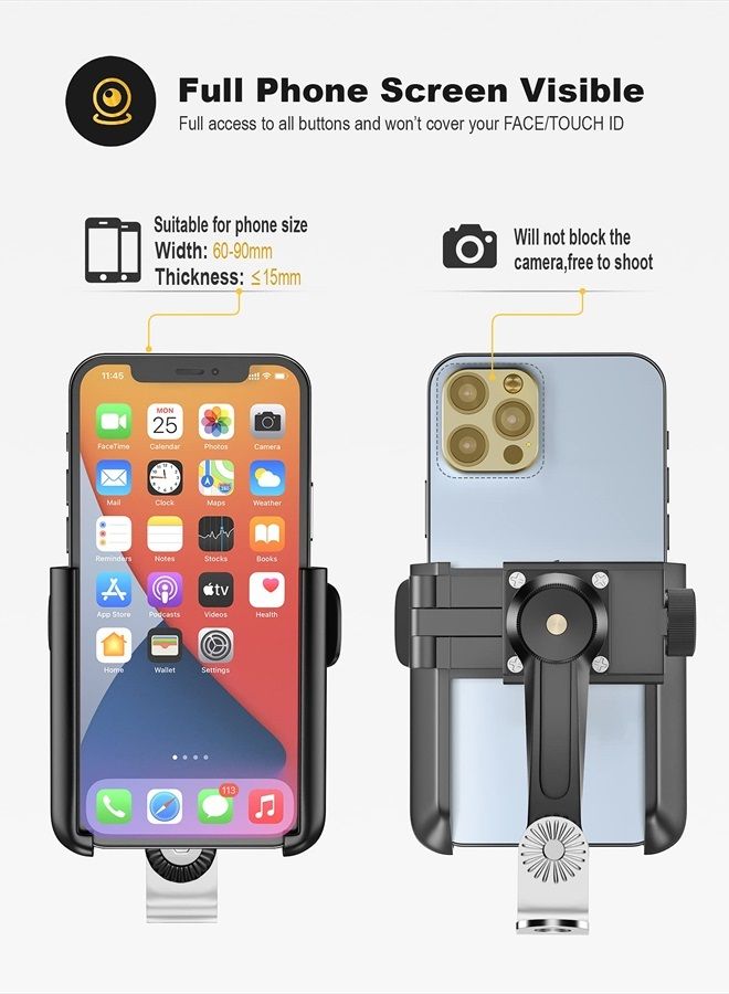 Grefay Motorcycle Phone Mount, 1S Quick Release Anti Shake Motorbike Phone Holder for 3.5-7.0 Inch Smartphone for Motorcycle Mirror Phone Mount with 360° Rotatabe - Image 3