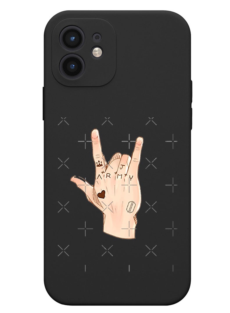 Theodor Protective Slim Fit Case Liquid Silicone Cover with Full Body Protection Anti-Scratch Shockproof Case For iPhone 12 Black  - Astronaut holding skateboard - Image 1