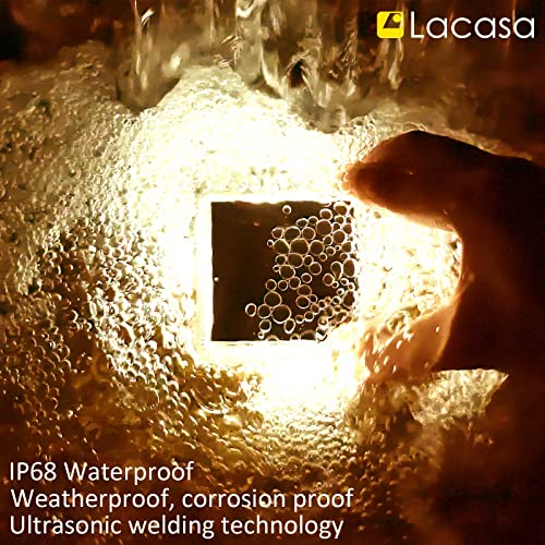 Lacasa 4 Pack Solar Deck Lights Outdoor Waterproof LED, Garden Step Lights Solar Powered Driveway Dock Marine, Dusk to Dawn Lighting for Yard Patio Pathway, Square, Warm White - Image 4