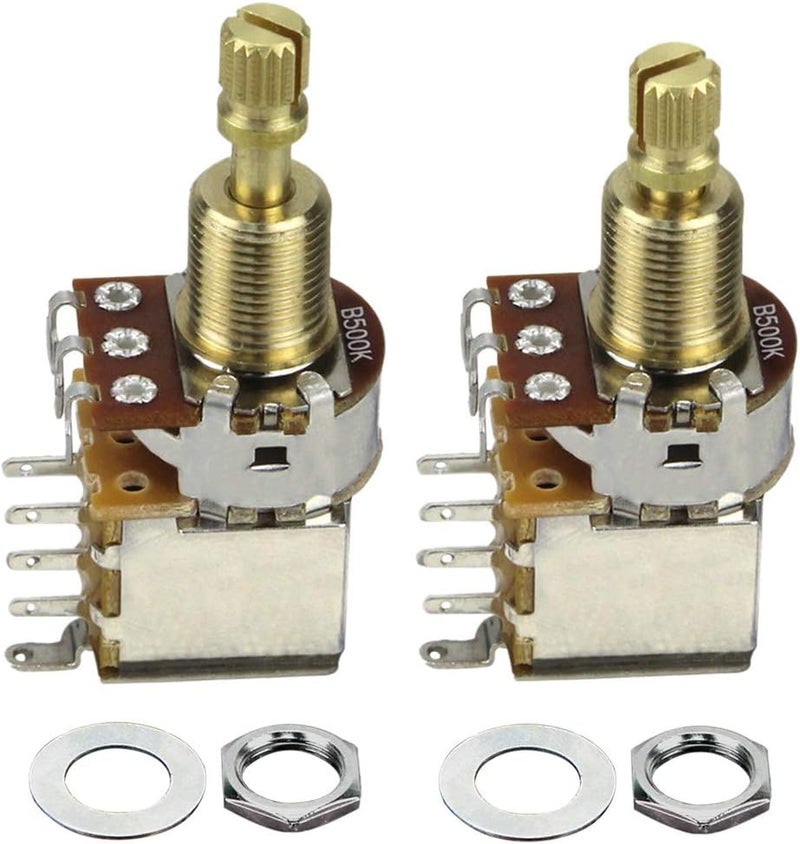FLEOR 2pcs B500K Push Push Guitar Pots Linear Taper Potentiometers Long Copper Split Shaft - Image 1