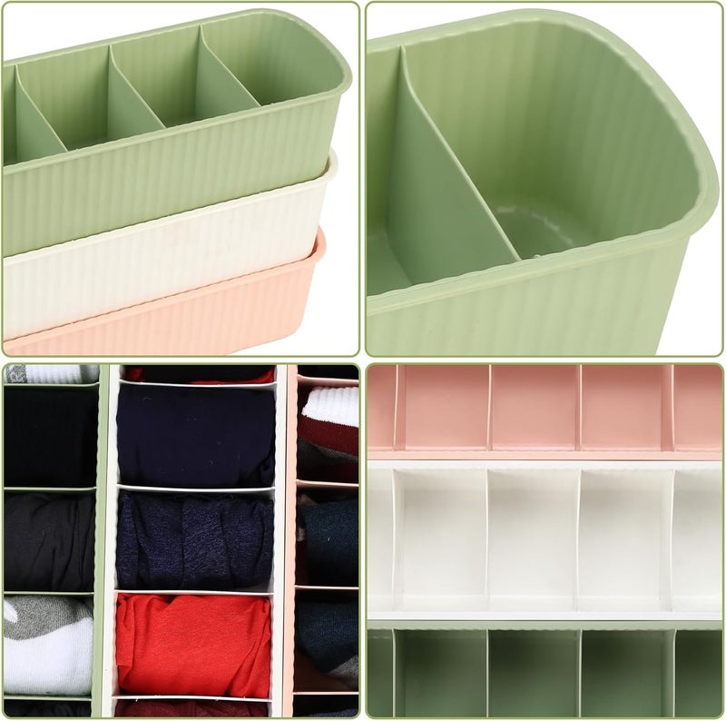 FOREWILD FOREWILD Storage Boxes for Socks and Underwear Organiser System Wardrobe Drawers Organiser Drawer Divider for Bras Socks Underpants Home PACK OF 4 - Image 3