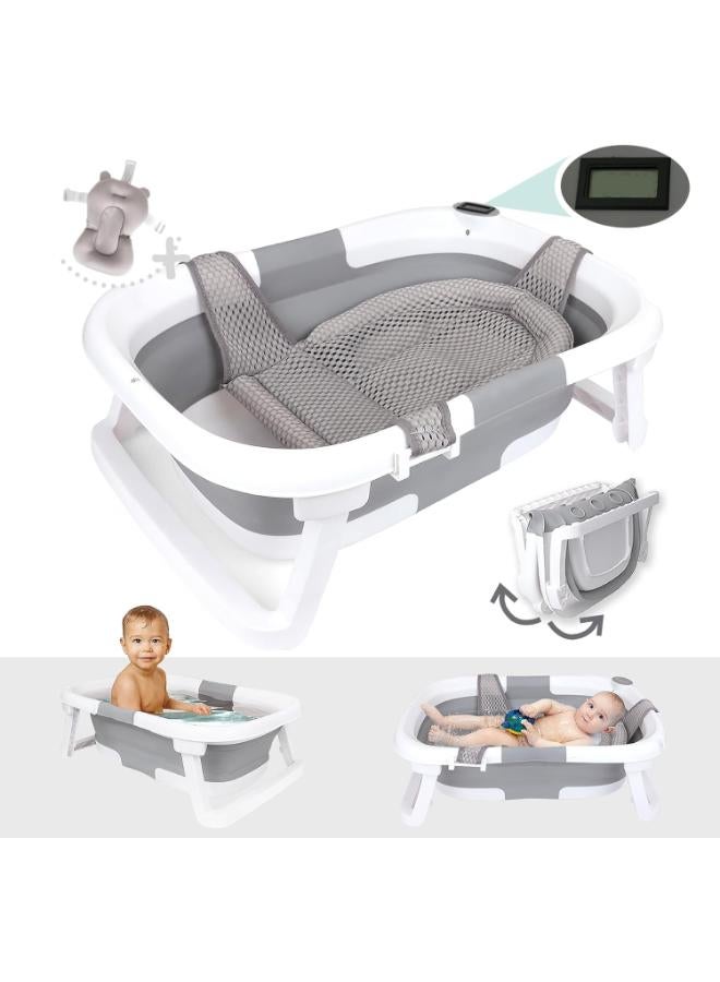 Collapsible Baby Bathtub with Thermometer & Newborn Sling - Image 1