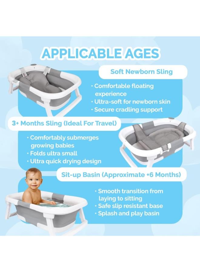 Collapsible Baby Bathtub with Thermometer & Newborn Sling - Image 4