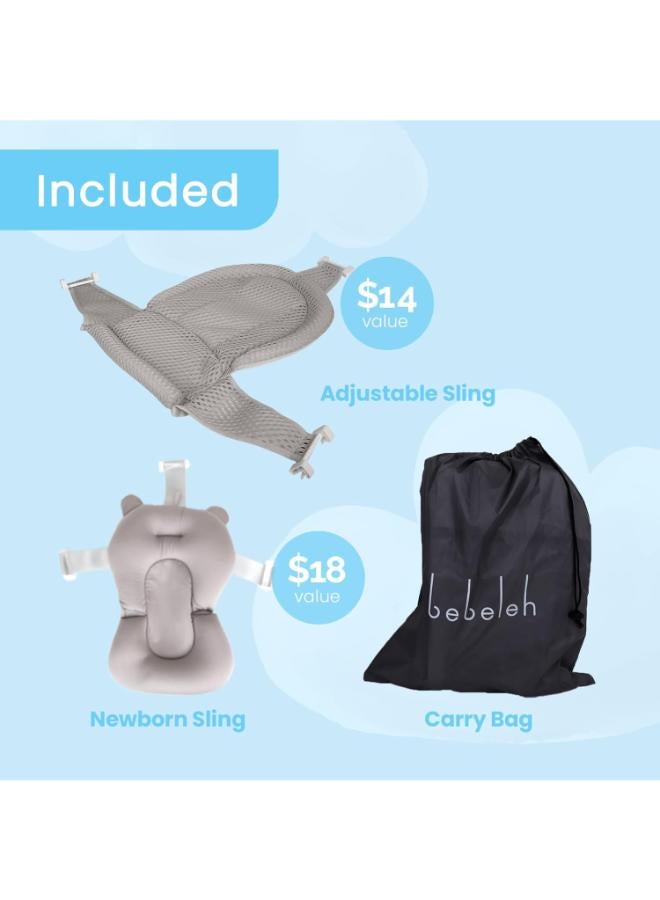 حوض استحمام قابل للطي للأطفال مع ترمومتر وحاملة أطفال حديثي الولادة - رمادي - Image 3