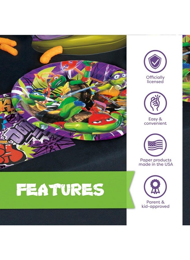 Unique Teenage Mutant Ninja Turtle Party Decorations | 16 Plates & 16 Napkins | Officially Licensed | NInja Turtle Birthday Party Supplies | TMNT Mutant Mayhem Movie - Image 5