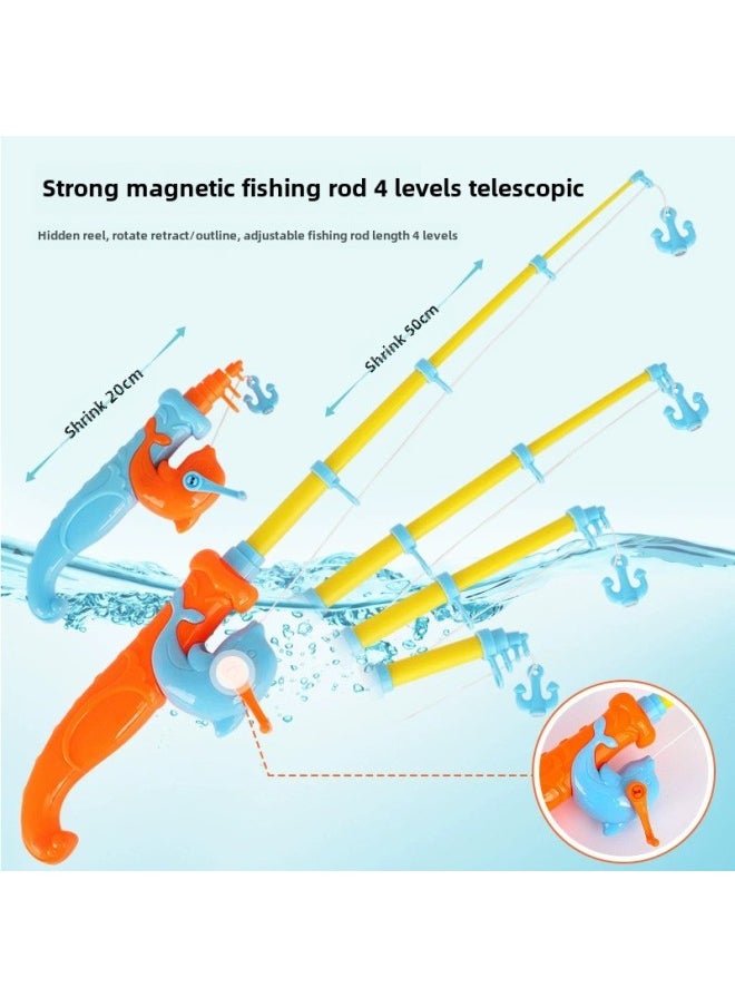 Children's Fishing Toys Blow Bottle Fish Suit Magnetic Water Baby Luminous Fish Summer Square Swimming Pool Toys-Specifications:Medium Rod/bar  - Image 5
