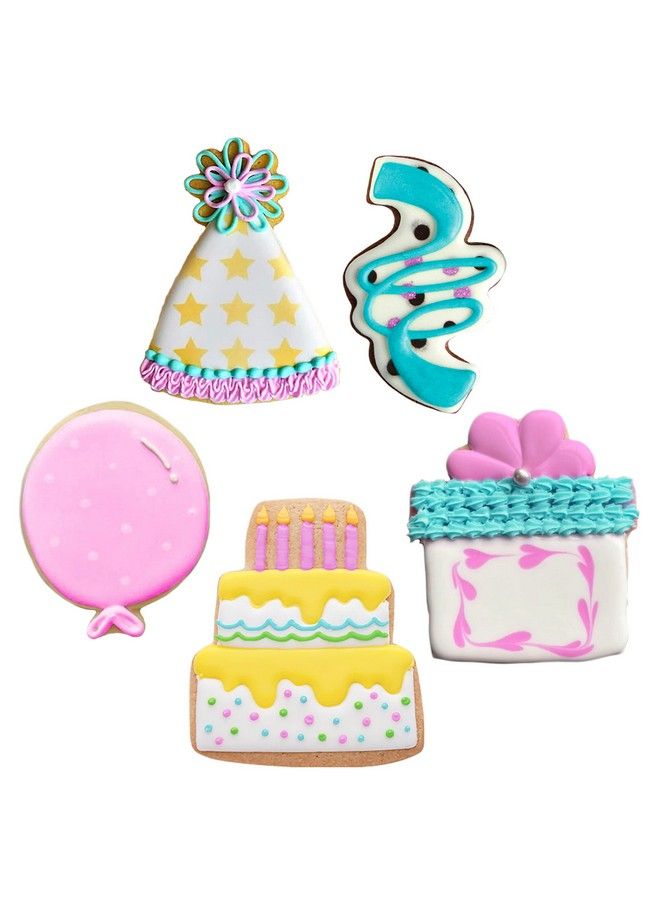 Ann Clark Cookie Cutters Birthday Cookie Cutters 5Pc Set Made In Usa By Ann Clark Balloon Birthday Hat Cake Present Confetti - Image 5