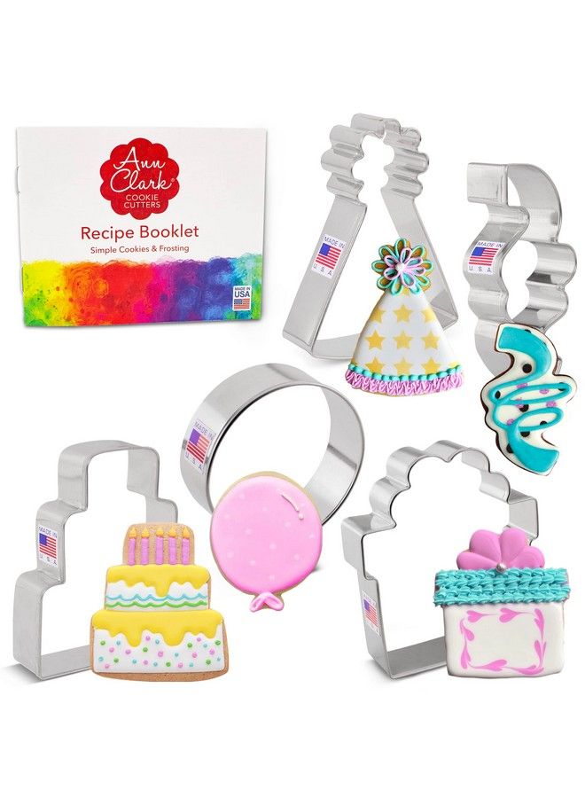 Ann Clark Cookie Cutters Birthday Cookie Cutters 5Pc Set Made In Usa By Ann Clark Balloon Birthday Hat Cake Present Confetti - Image 2