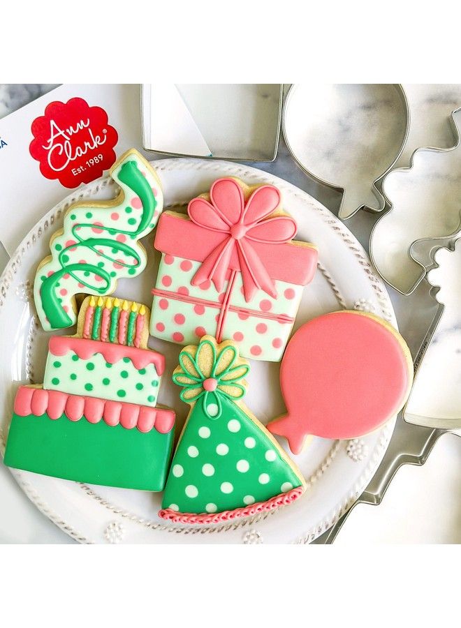 Ann Clark Cookie Cutters Birthday Cookie Cutters 5Pc Set Made In Usa By Ann Clark Balloon Birthday Hat Cake Present Confetti - Image 3