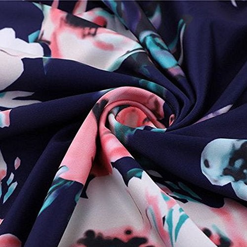 YIJODM Girls Floral Maxi Dress, Flower Printed Short Sleeves Dress with Pockets Summer Long Holiday Dress Dark Blue - Image 2