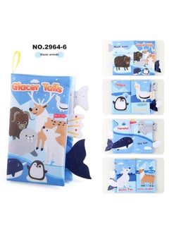 Generic Baby Baby Sea Land Air Tail Cloth Book Ocean Forest Flying Animals Palm Book Early Education Toy With Ring Paper-Color:4 Pages, 8 Sides, Glacier Tail With Sound Paper  - Image 1