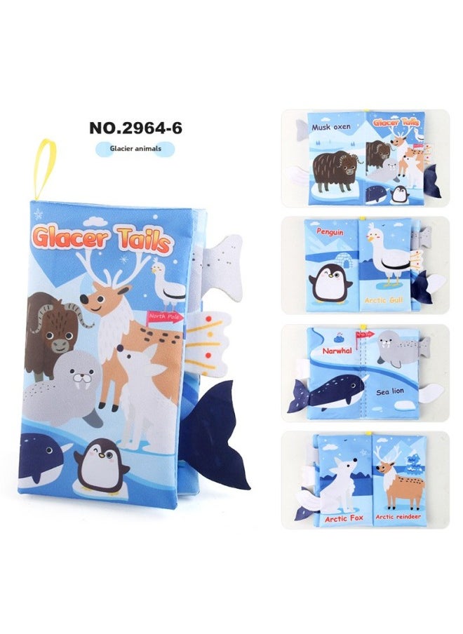 Generic - Baby Baby Sea Land Air Tail Cloth Book Ocean Forest Flying Animals Palm Book Early Education Toy With Ring Paper-Color:4 Pages, 8 Sides, Glacier Tail With Sound Paper - Image 1