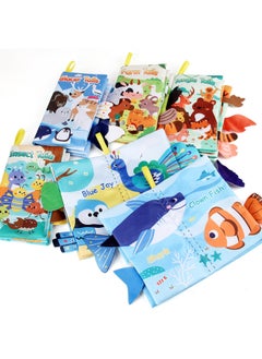Generic Baby Baby Sea Land Air Tail Cloth Book Ocean Forest Flying Animals Palm Book Early Education Toy With Ring Paper-Color:4 Pages, 8 Sides, Glacier Tail With Sound Paper  - Image 4