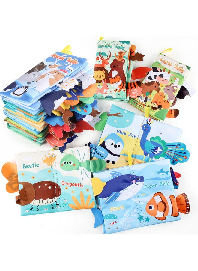Generic - Baby Baby Sea Land Air Tail Cloth Book Ocean Forest Flying Animals Palm Book Early Education Toy With Ring Paper-Color:4 Pages, 8 Sides, Glacier Tail With Sound Paper - Image 1