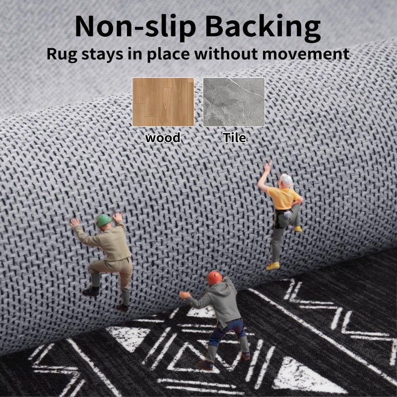 SERISSA 2x4 Rugs for Entryway, Washable Non-Slip Kitchen Runner Rug Small Black and White Rug, Soft Low-Pile Boho Geometric Door Mat Indoor Entrance Front Door Carpet for Bedroom Bathroom - Image 5