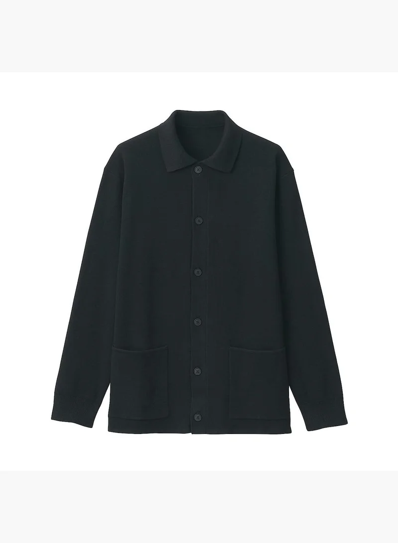 MUJI Washable Milano Ribbed Shirt Cardigan