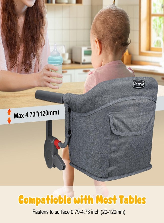 JOZZVE Hook On High Chair: Portable Fast Table Chair with Storage Bag, Clip on High Chairs for Babies and Toddlers, Foldable Baby Feeding Chair with Removable Seat for Home and Travel -Grey - Image 2