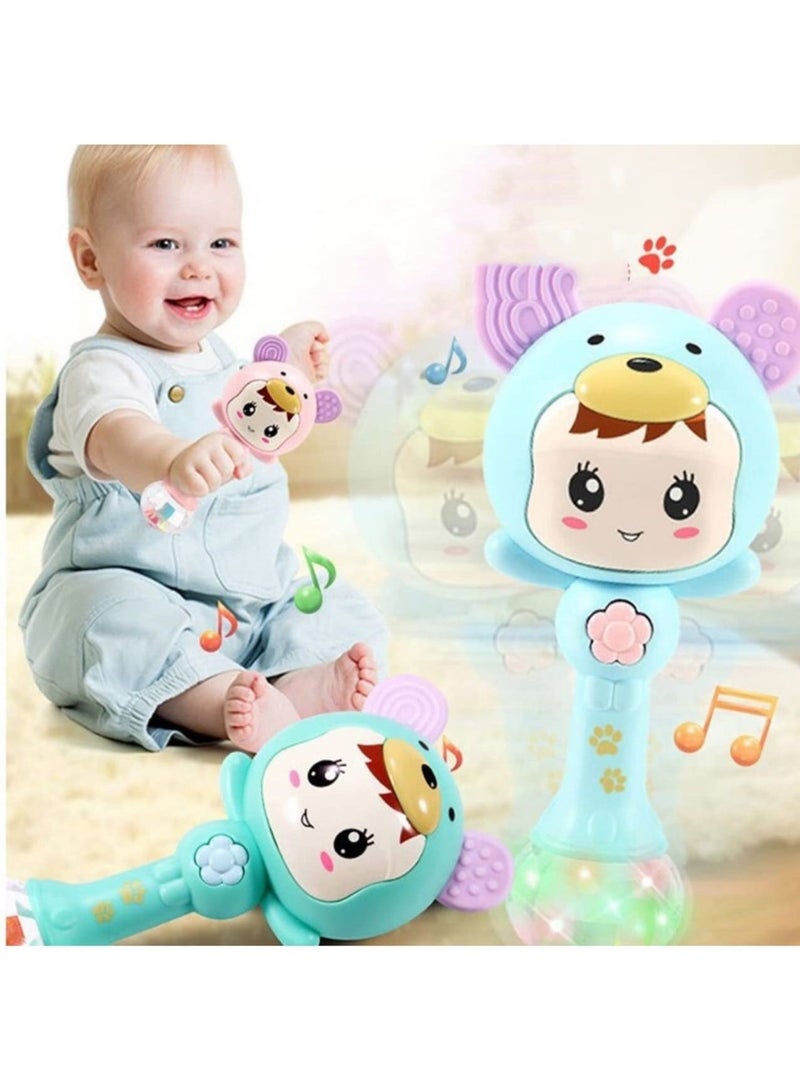 NIBEMINENT Baby Rattle Toys, Infant Developmental Hand Grip Sensory Toys with Teether, Music, Light, for Newborn Early Educational  - Image 1